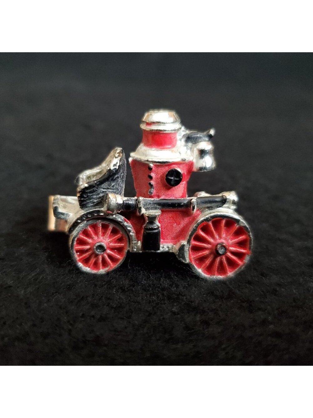 Vintage Fire Truck Tie Clip Steam Pumper Engine Horse Drawn